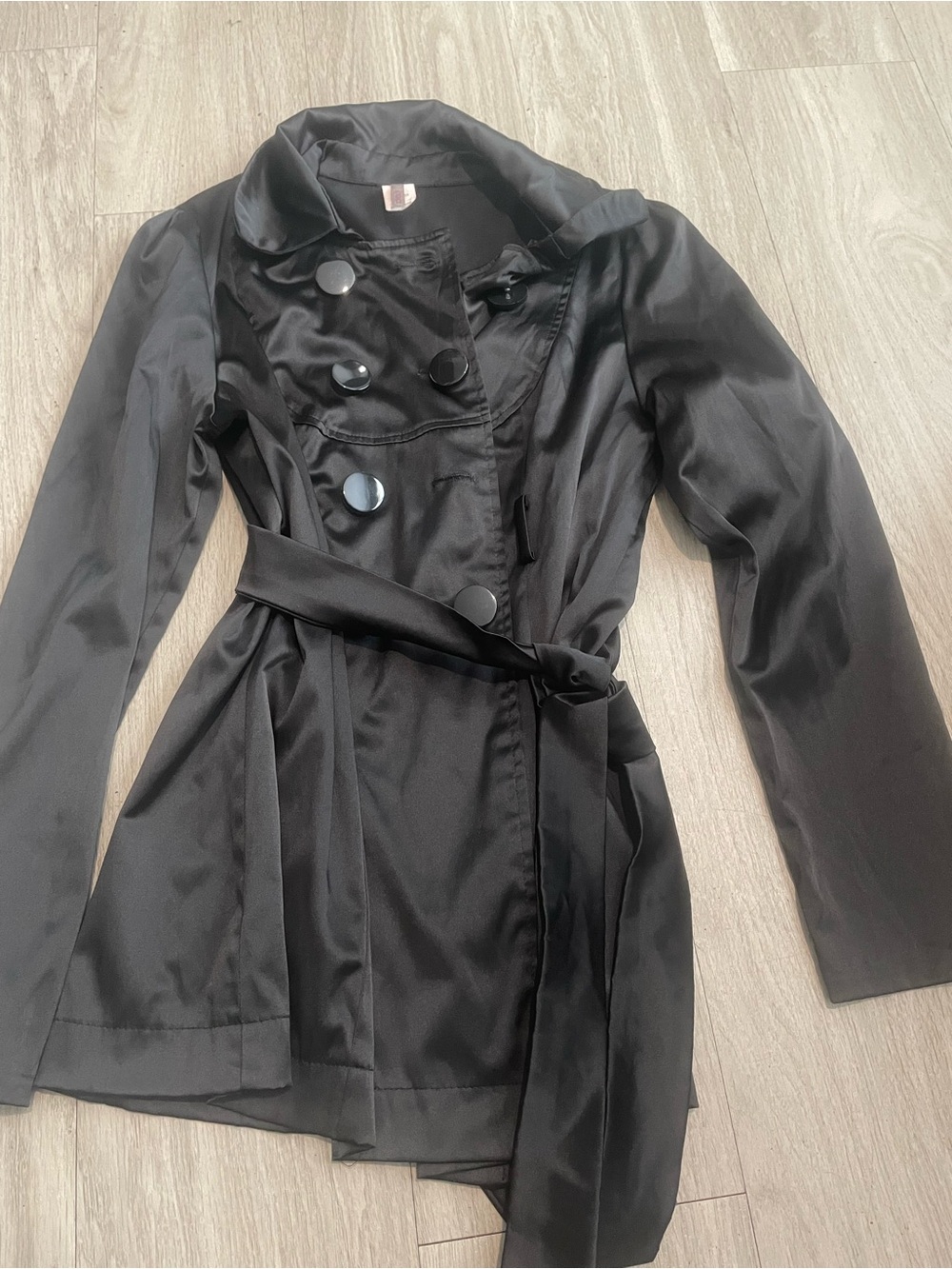 Classic Black Belted Trench Coat - Women